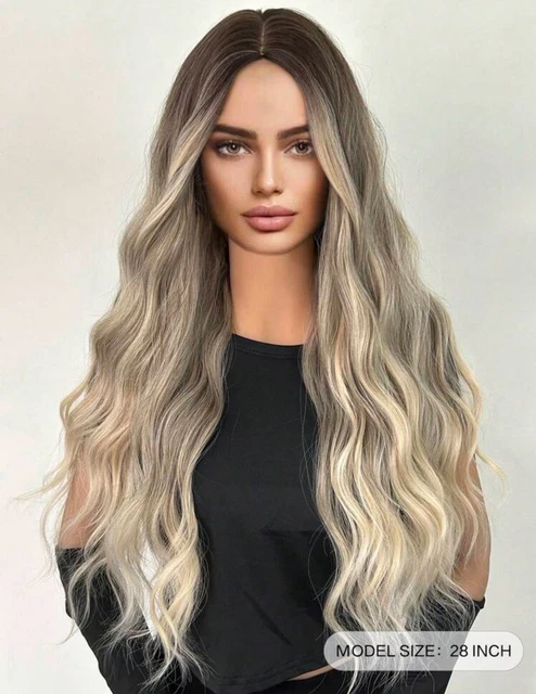Perruque Synthétique Courte Bouclée Blond Clair - Racines Foncées, Bonnet +4, Neuve