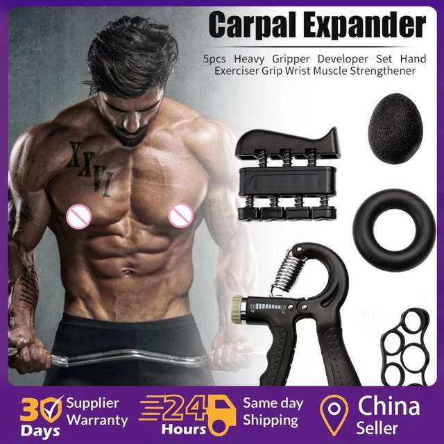 5pcs Heavy Gripper Set Hand Exerciser Grip Wrist Strength Training (Black) ☘️