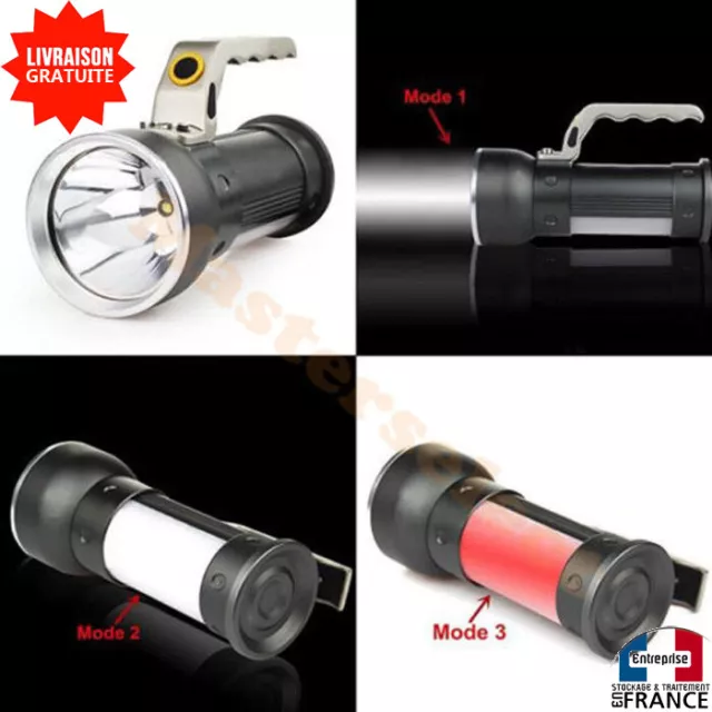 Lampe Projecteur A Led T6 Cree A Main De Secours Rechargeable Secteur Voiture