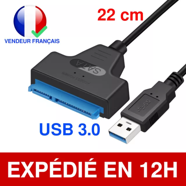 Adaptateur Sata Vers Usb 3.0 2.5" Pour Disque Dur HDD SSD Cable Converter Bleu