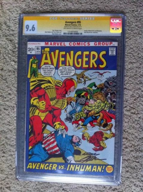 Avengers #95 Cgc 9.6 Nm+ Ss Signed Neal Adams,Only 1 Ss Higher,Black Bolt Origin