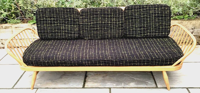 Ercol vintage 50s 60s studio couch day bed surfboard clear elm atomic moquette