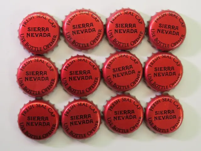 12 BEER Brewery Bottle Red Caps ~ Sierra Nevada Brewing Co ~ Chico, California