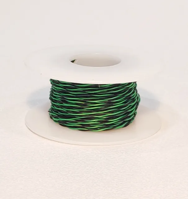 26 AWG Kynar Wire Wrap UL1422 Solid Wiremod Twisted Pair BLACK + GREEN 50 feet