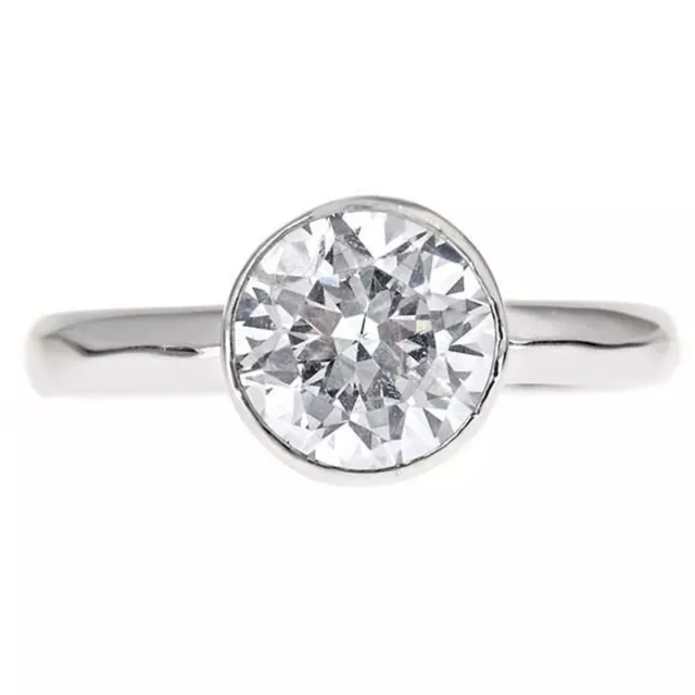 2.20Ct Simulé Diamants Biseau De Fiançailles Solitaire Mariage Anneau Promesse