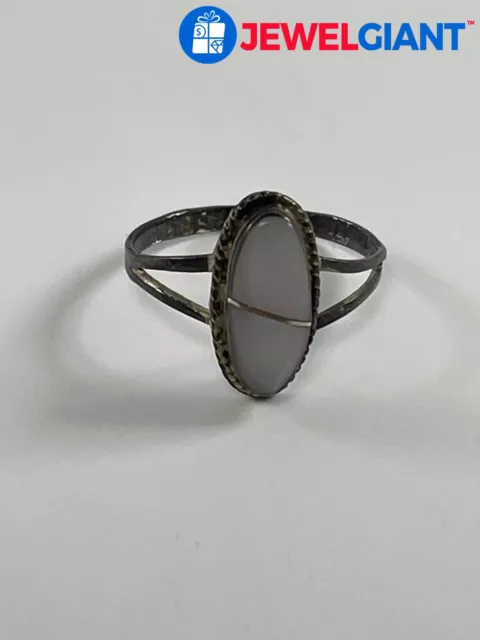 Taxco Sterling Silver Ring Sz 3.75 Mother Of Pearl Tarnish Band 1.1 G #El584