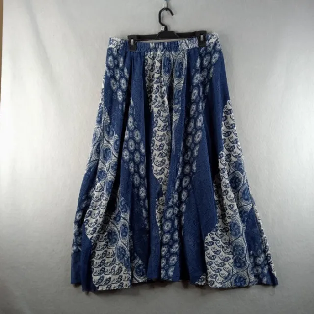 Krazy Kat Skirt Womens X-Large Blue Paisley Gauzy Layered Flowy Boho Soft