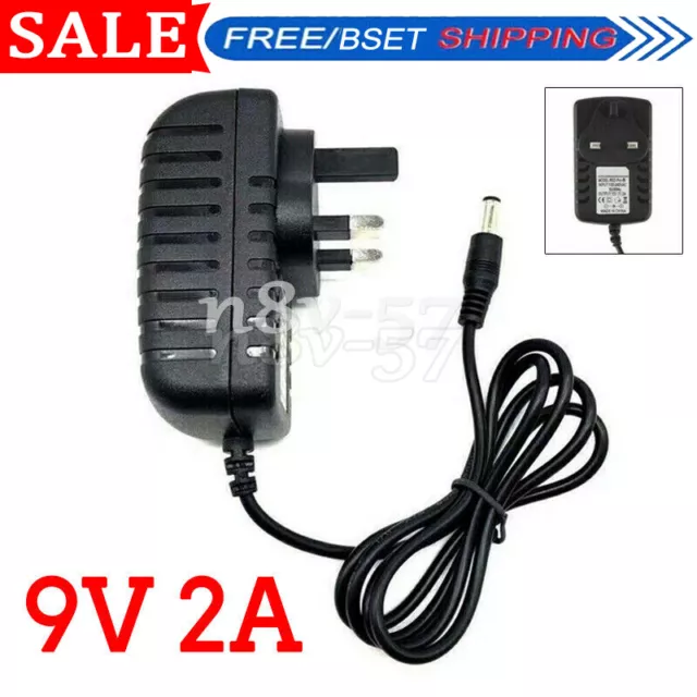 9V 2A Power Supply UK Plug AC DC Transformer Adapter Converter Wall Charger