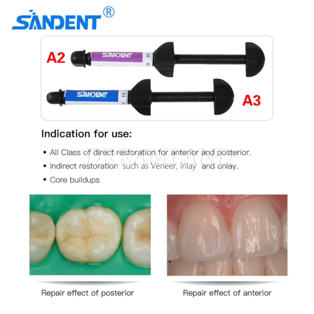 Shade A2/3 Dental Denfil Syringe Universal Composite Light Curing Resin NR