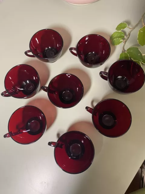 Vntg Anchor Hocking Royal Ruby Red Coffee Tea Punch Cups Set Of 8 3