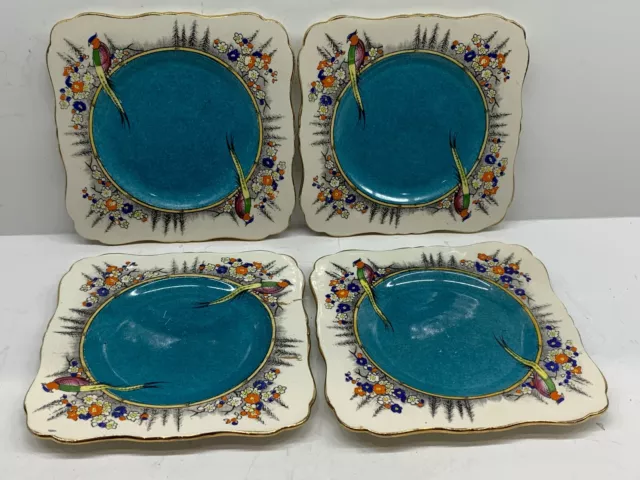 Royal Winton Rideau Ware Grimwades Set of 4 England Blue Pheasant Plate