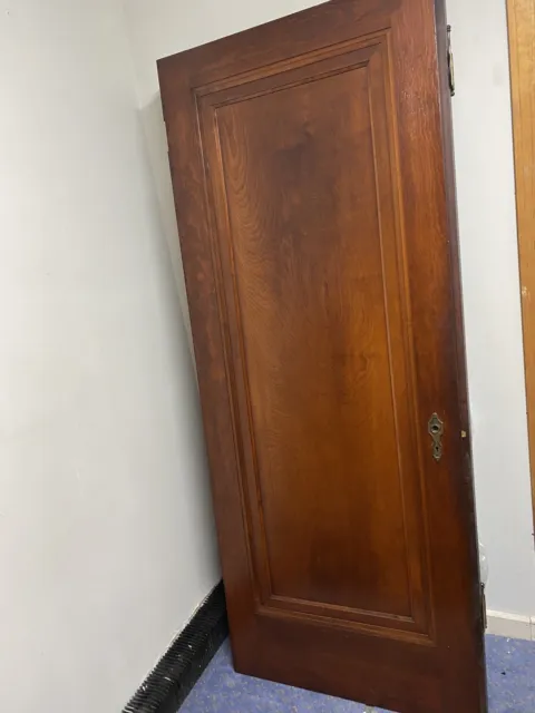 Vintage Front  Entrance Inside  Chestnut Skeleton Locking  Door & Hardware