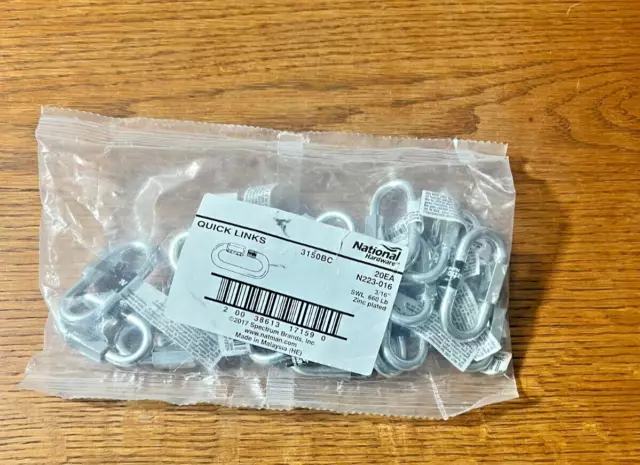 National Hardware N223-016 3150BC Quick Links in Zinc, 3/16" PACK 20