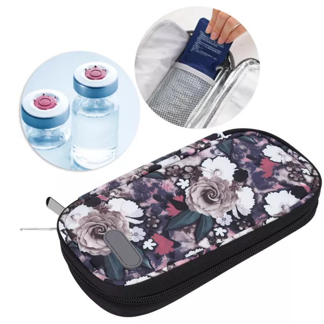 (Gris) Insulin Cooler Travel Case Multicouche Médecine Portable Légère
