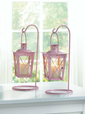 2 Small MINI baby girl PINK Candle Holder lantern shower party favor centerpiece