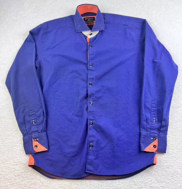 Maceoo Shirt Mens Size Small S Purple Italian Fabrics Blue Long Sleeve French