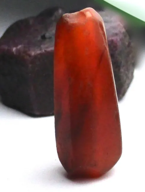 RARE AMAZING ANCIENT LARGE BANDED CARNELIAN AGATE TEAR DROP BEAD 10mm x 27mm