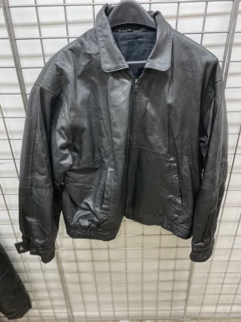 Mens Motorcycle Biker Black Vintage Genuine Real Leather Jacket Size X-Large