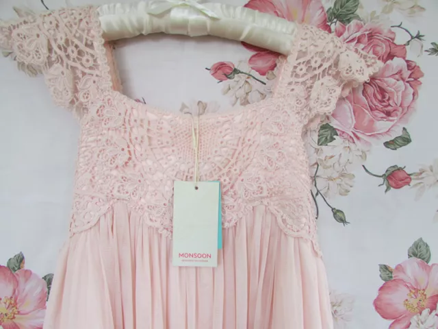 BNWT Pink Cotton Estella Bridesmaid Party Occasion Dress 8-9 MONSOON £55