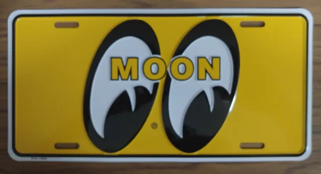 Moon Mooneyes Embossed Metal License Plate Vintage Auto Tag Old Stock  #2701