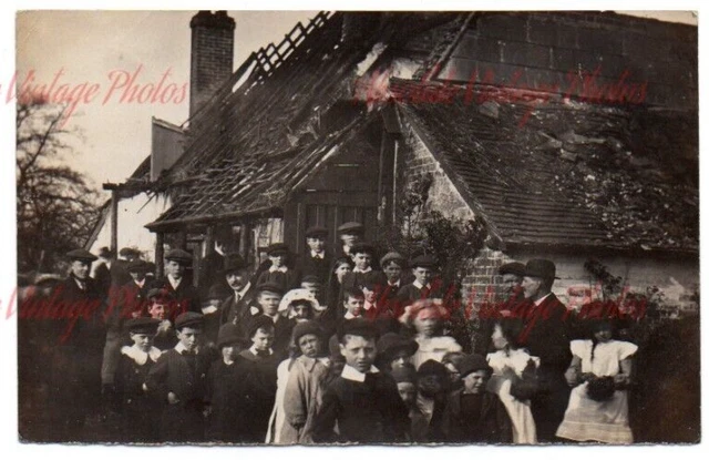 Old Postcard Unidentitied Cottage Fire Littlehampton Postmark Sussex 1912-18