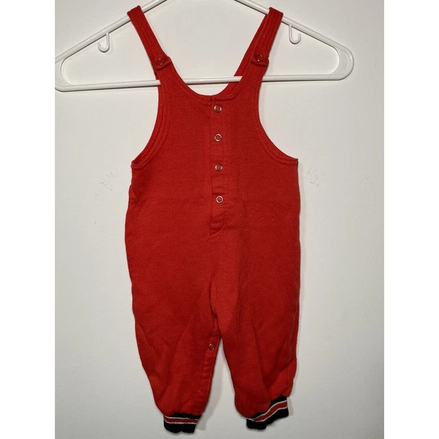 VINTAGE CARTERS BABY BOY CLOTHES ROMPER OVERALLS Size 12 Months Red Made in USA