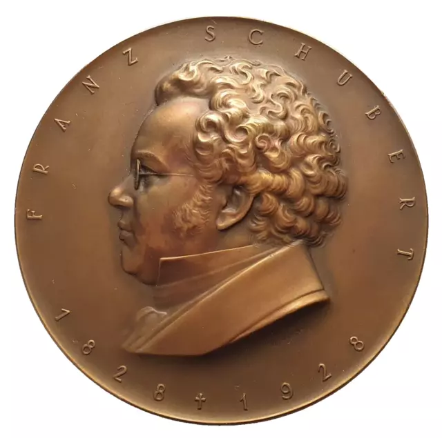 AUSTRIAN MEDAL MUSIC & COMPOSERS FRANZ SCHUBERT 1797 - 1828 BY A HARTIG, 76mm