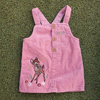 Baby Girl Pink Bambi Dungaree Dress 3-6 Months