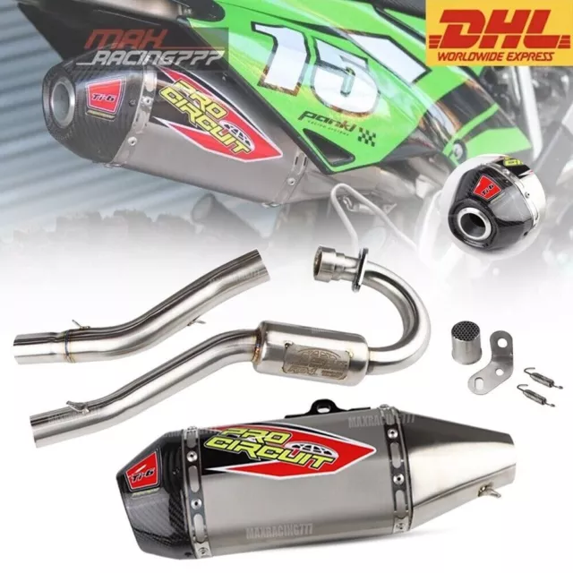 Set Pipe Exhaust Muffler Racing Carbon For Kawasaki Klx140 , Klx140L Full System