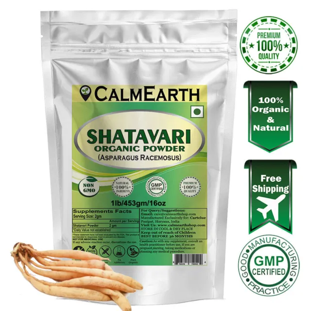 Calm Earth Shatavari Poudre à base de plantes biologique 100 % pure...