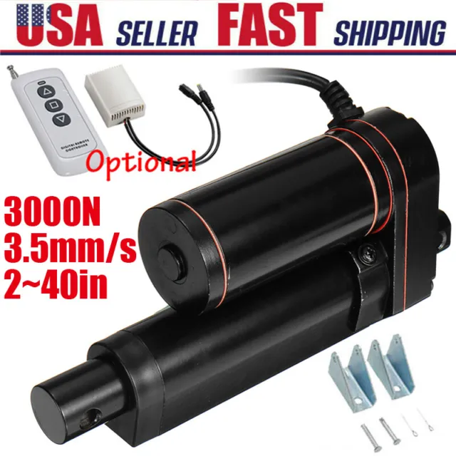 Linear Actuator 12V Heavy Duty Waterproof Stroke 2"~40" 1000MM 3000N 660lbs