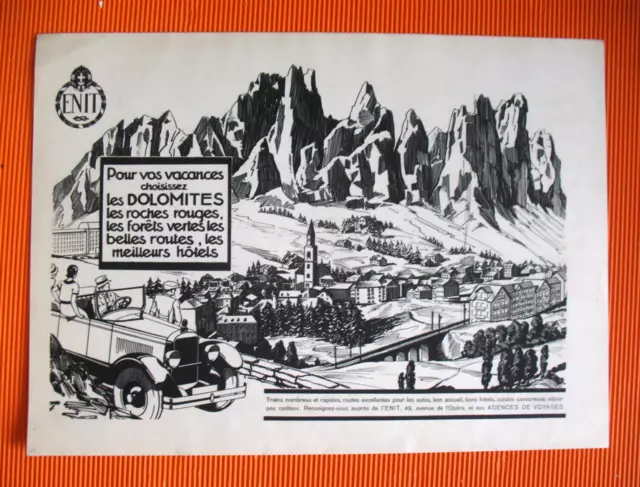 Press Advertisement Enit Les Dolomites Les Roches Rouges Italy Tourism Ad 1932