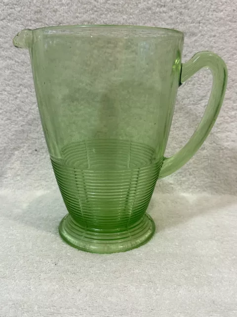 vintage depression green glass jug