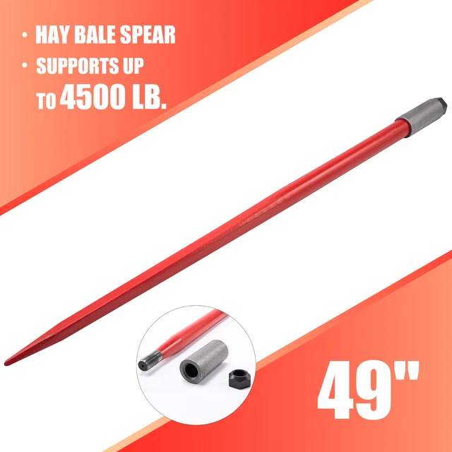 49 In. Hay Bale Spear 4500lb Capacity Quick Attach for Trucks Tractors and More