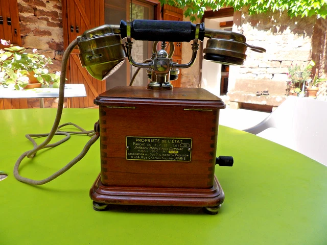 Jouet Ancien Téléphone En Bois électrique 1900 Vintage