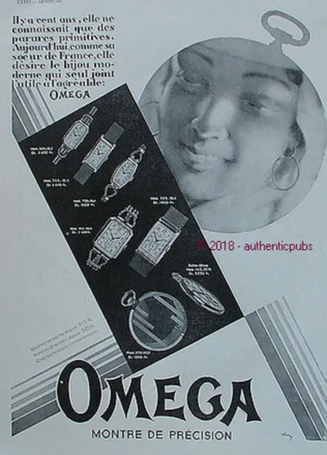 Publicite Omega Montre De Precision Bijou Moderne Extra Mince De 1930 French Ad