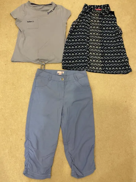 Girls Summer Set Blue top And Trousers age 10-11-12 Y.o. From Primark Pre-worn