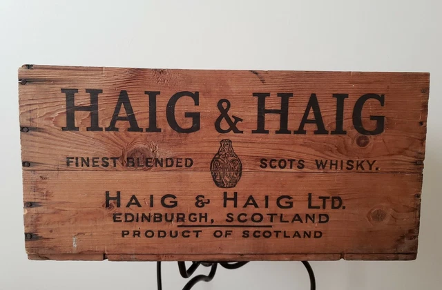 Antique Vintage Haig & Haig Scotch Whiskey Scotland Wood Crate Box Advertising