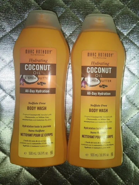 (2) MARC ANTHONY Hydrating Coconut Oil & Shea Butter Body Wash 16.9 Fl ...