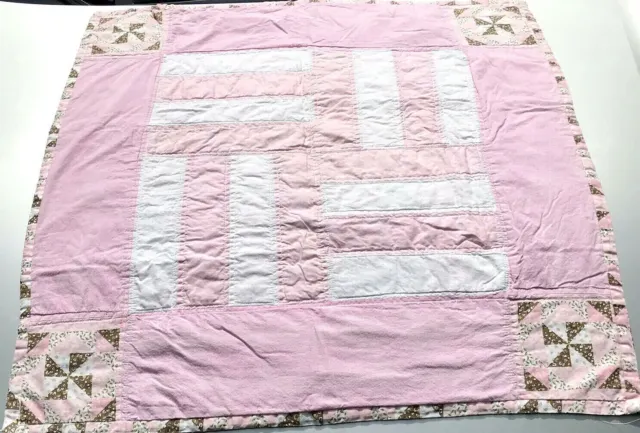 Manta de edredón para niños pequeños rosa hecho en casa 31""x31"" necesita una pequeña reparación