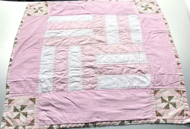 Manta de edredón para niños pequeños rosa hecho en casa 31""x31"" necesita una pequeña reparación