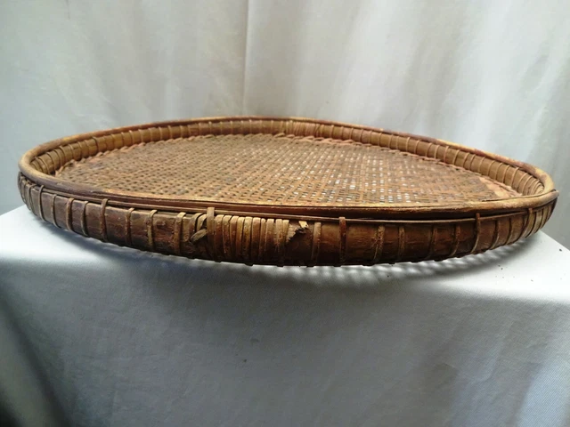 Antique Burmese Cane Sieve Farmhouse Kitchen Utensil Grain Sifter Collectibles " 6