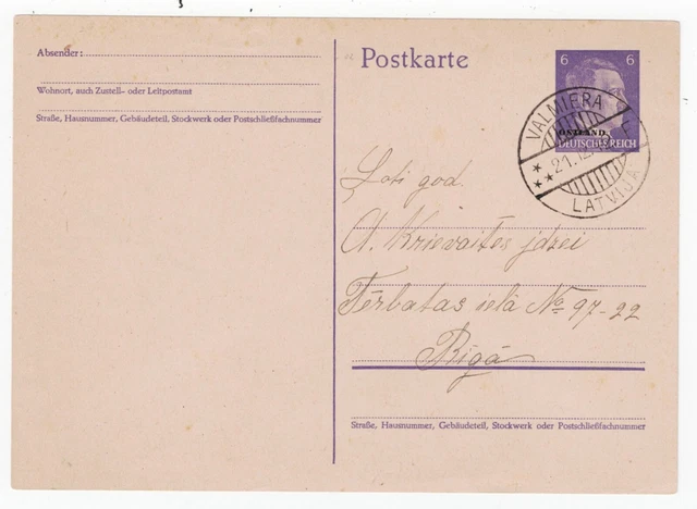 Ostland, P 2 vom 21.12.1942, Valmiera Latvija 