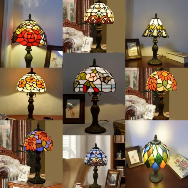 Table Lamp Tiffany Art Stained Glass Lampshade Handmade Desk Decoration vintage