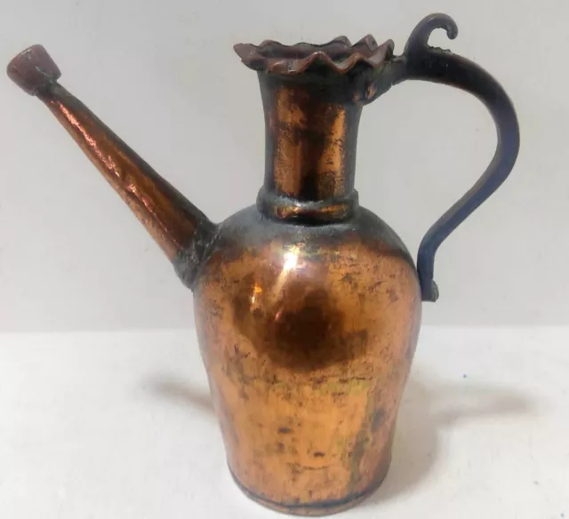 Antique Middle Eastern Heavy Brass Casting Water Vessel Old Pitcher Washed Jug 2