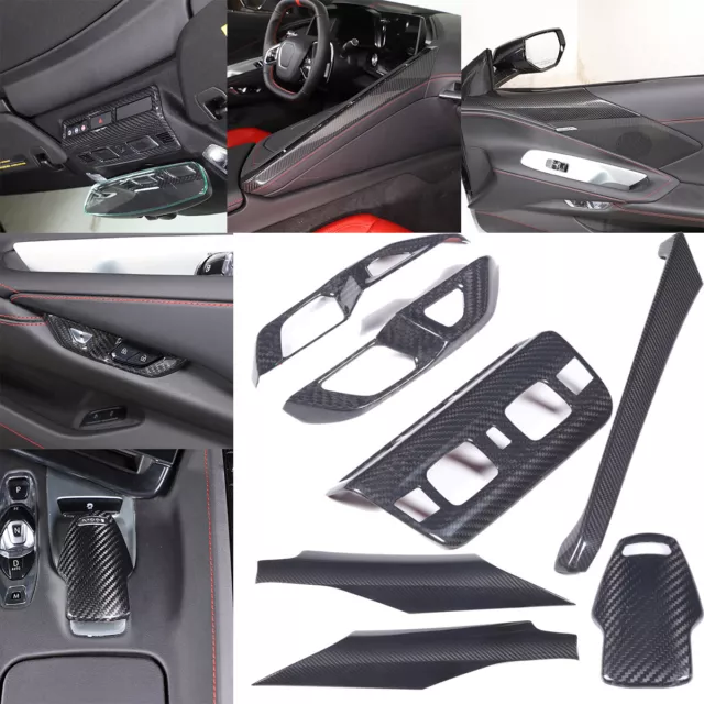 REAL Carbon Fiber Interior Frame Decor Trim Cover Set Kit For C8 Corvette