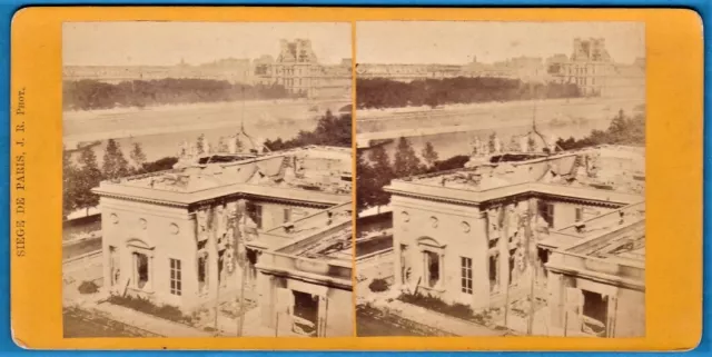 stereoview photo burned Legion d Honneur palace Commune Paris France stereo 1871