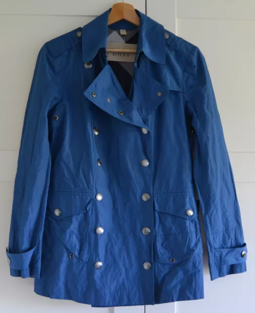 Burberry Brit Blue Women’s Double Breasted Parka Coat Size UK 8 USA 6
