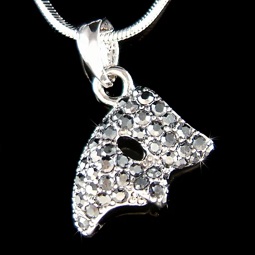 ~Black Phantom of the Opera Mask made with Swarovski Crystal Masquerade Necklace