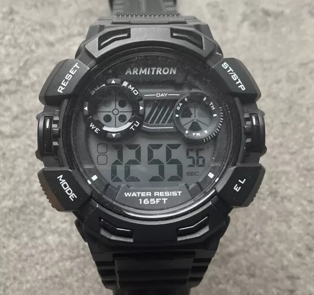 Armitron Pro Sport Digital Mens Watch Black Case and Band Chronograph/Alarm B-A
